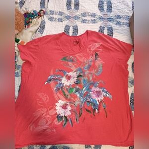 Just My Size Red T-Shirt with Butterfly Logo
